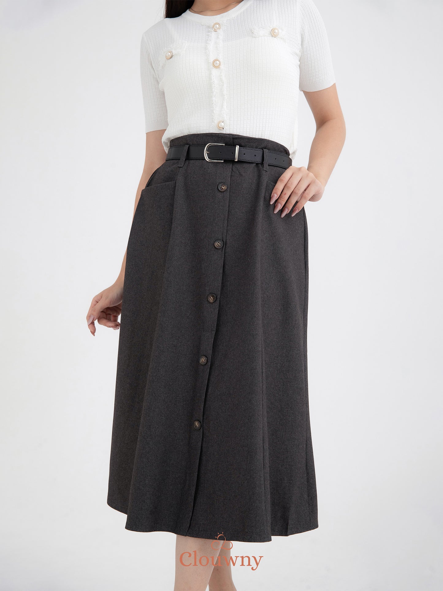 Carol Belt Skirt - Dark Grey