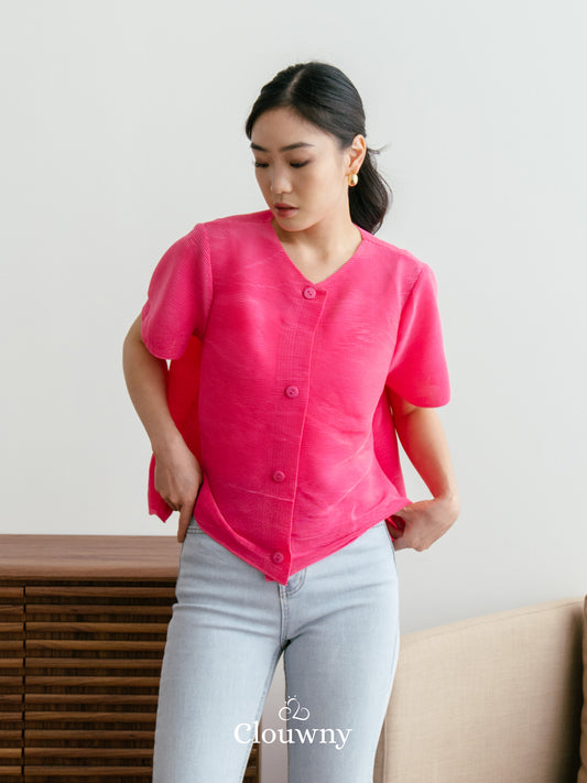 Arya Basic Pleats Top - Fuchsia