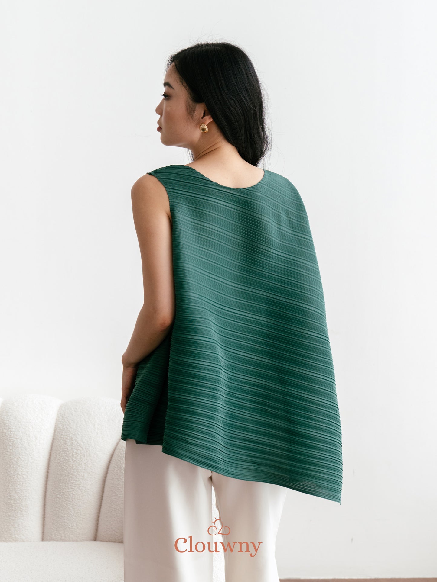 Olza Pleats Top - Emerald Green