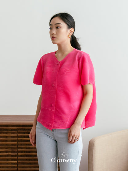 Arya Basic Pleats Top - Fuchsia