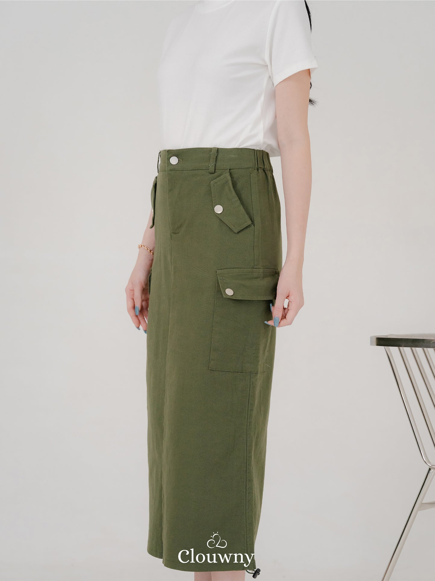 Dex Cargo Denim Skirt - Army