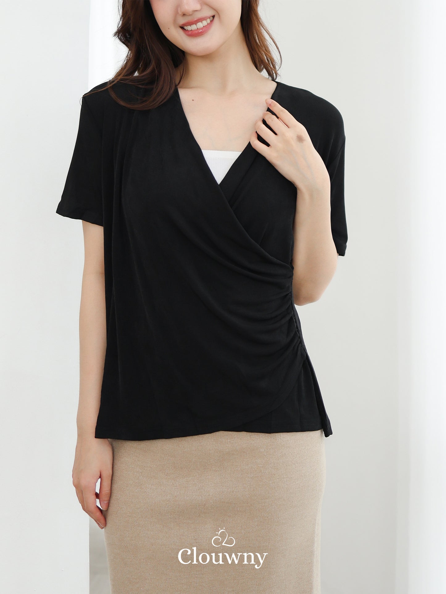 Ladel String Knit Top - Black