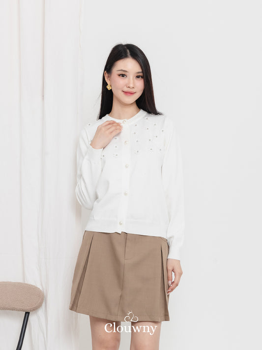 Anya Button Knit Cardigan - White