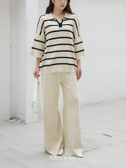 Set Garis Natasya - Krem