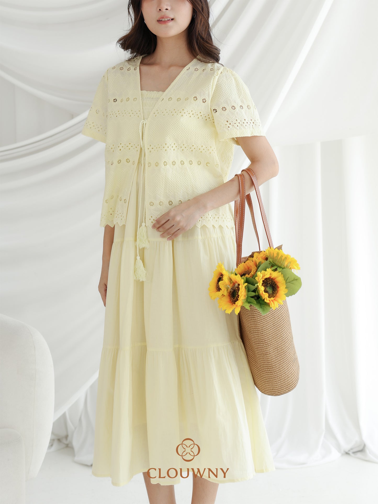 Silca Rubber Broderie Dress - Yellow