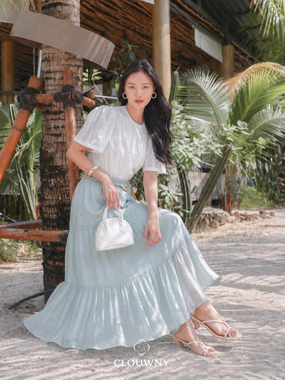 Summer Maxi Linen Skirt - Mint