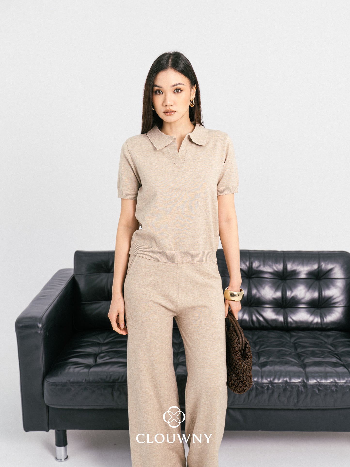 Bethani Collar Knit Set - Khaki