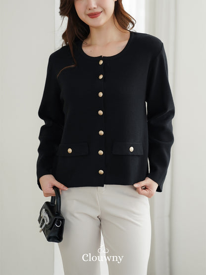 Luxen Button Cardigan - Black