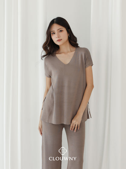 Kala Vneck Knit Set - Beige