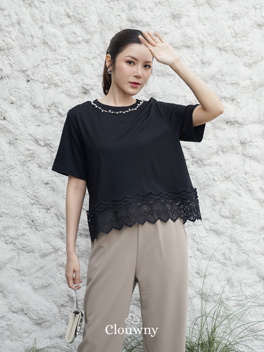 Megan Pearl Blouse - Black