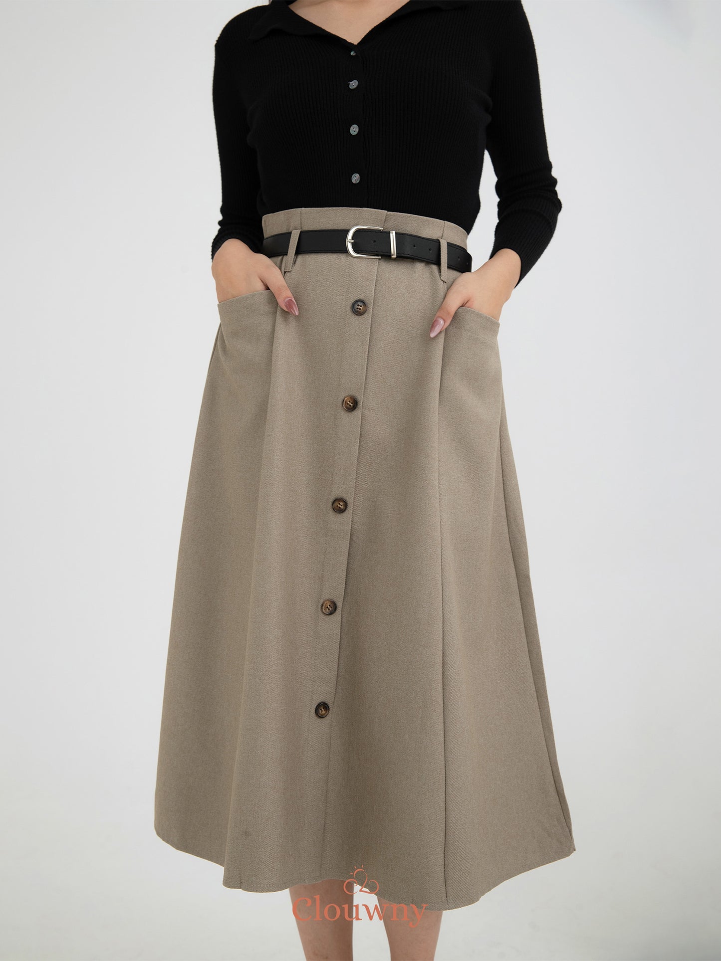 Carol Belt Skirt - Khaki