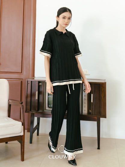 Aureli Collar Knit Set - Black