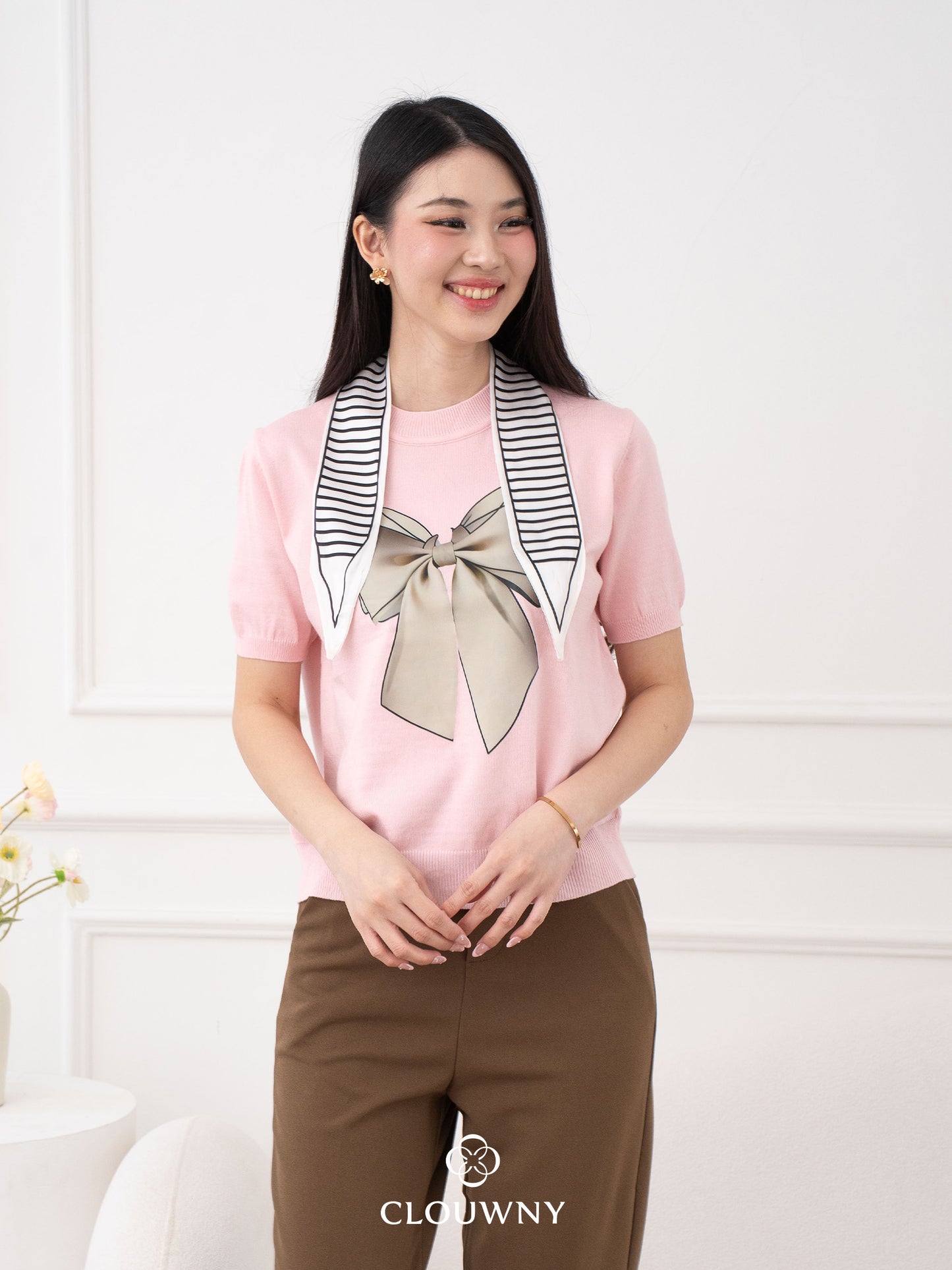 Centre Ribbon Top - Pink