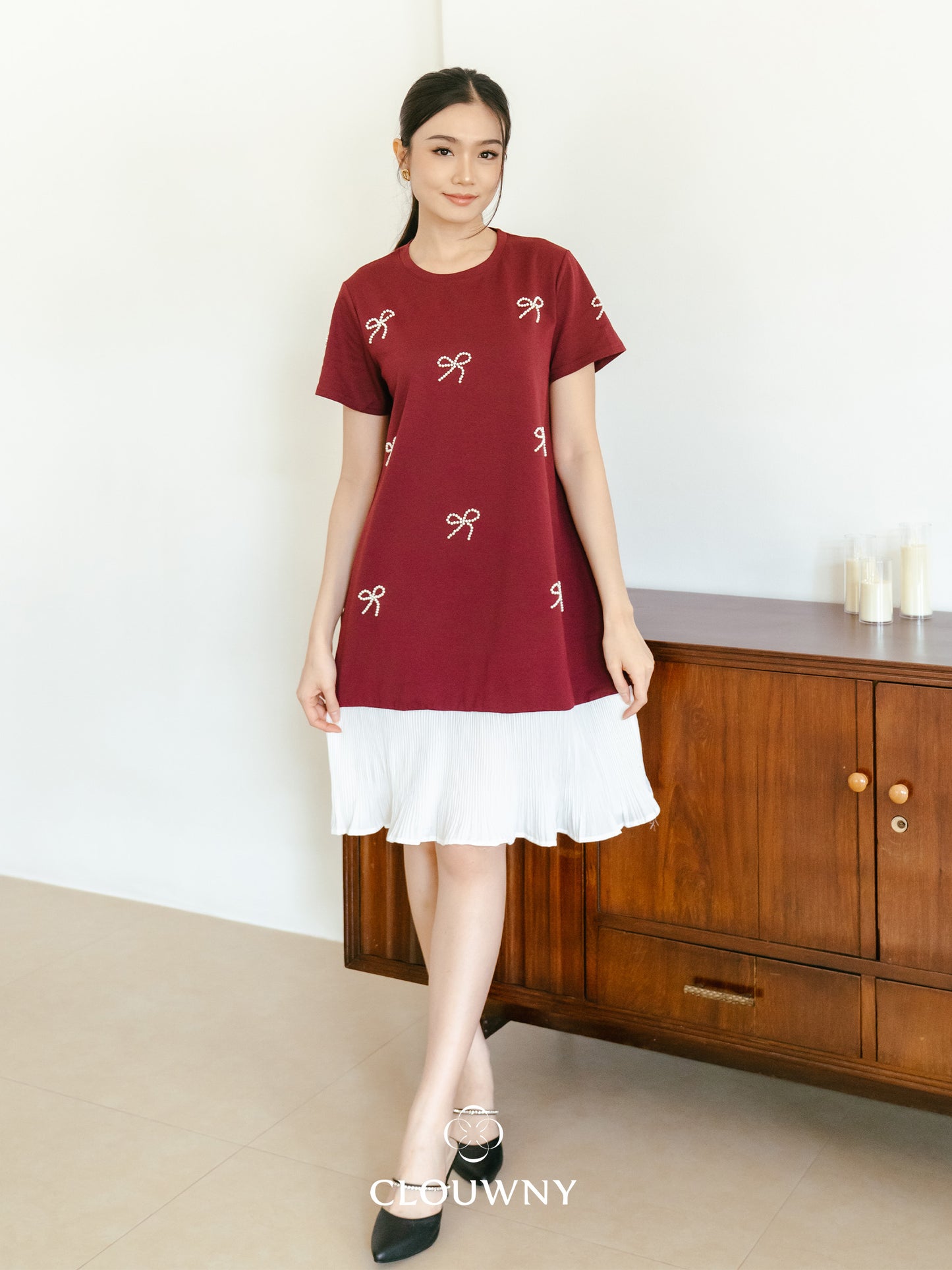 Dania Bow Dress - Magenta