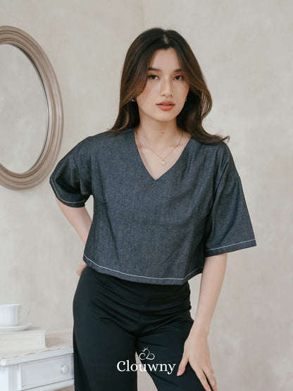 Hansen Vneck Blouse - Grey