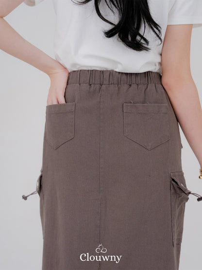 Kaze Cargo Denim Skirt - Grey