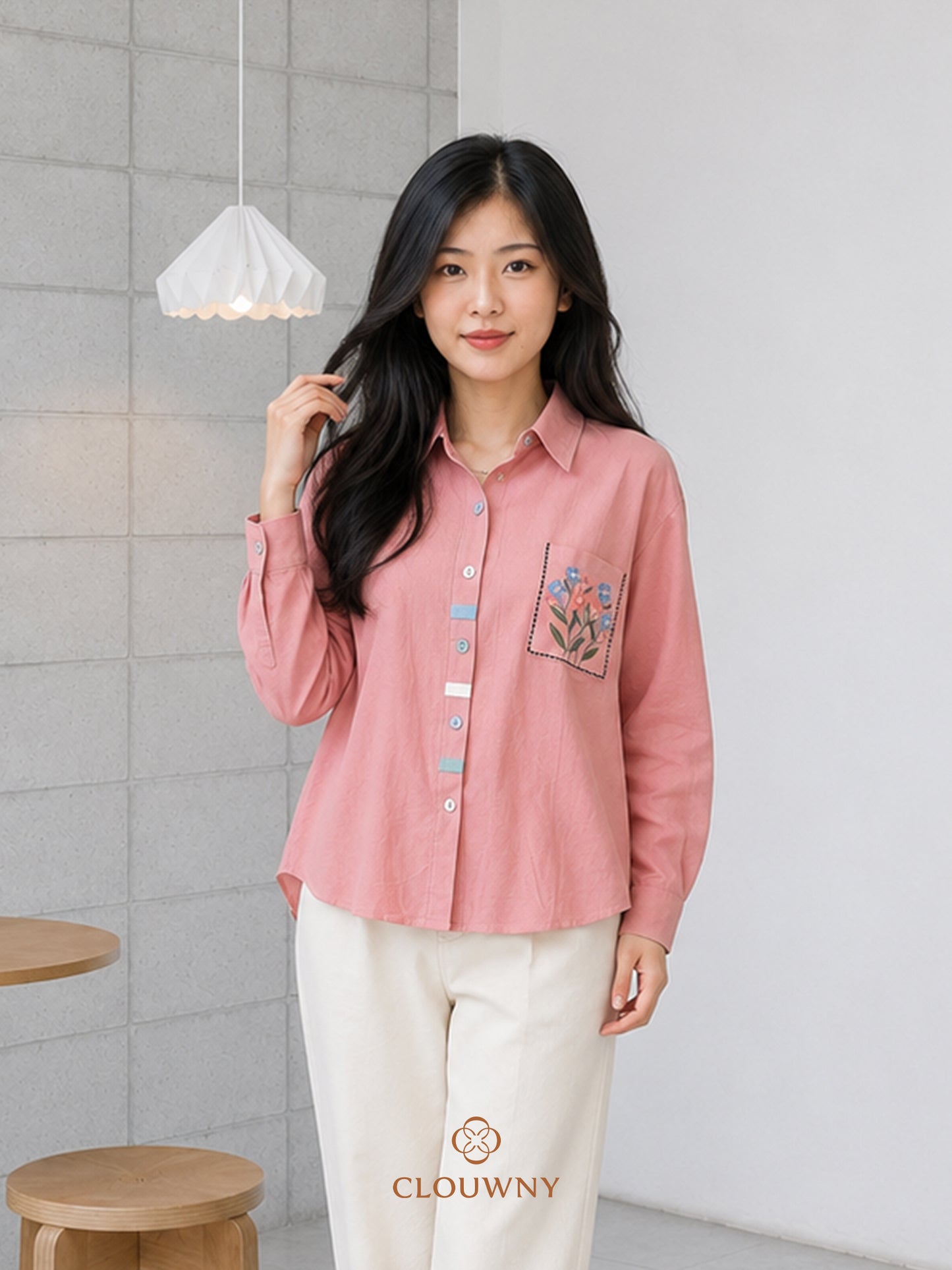 Colourful List Cotton Longsleeve - Pink