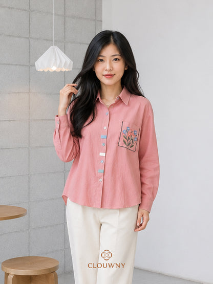 Colourful List Cotton Longsleeve - Pink