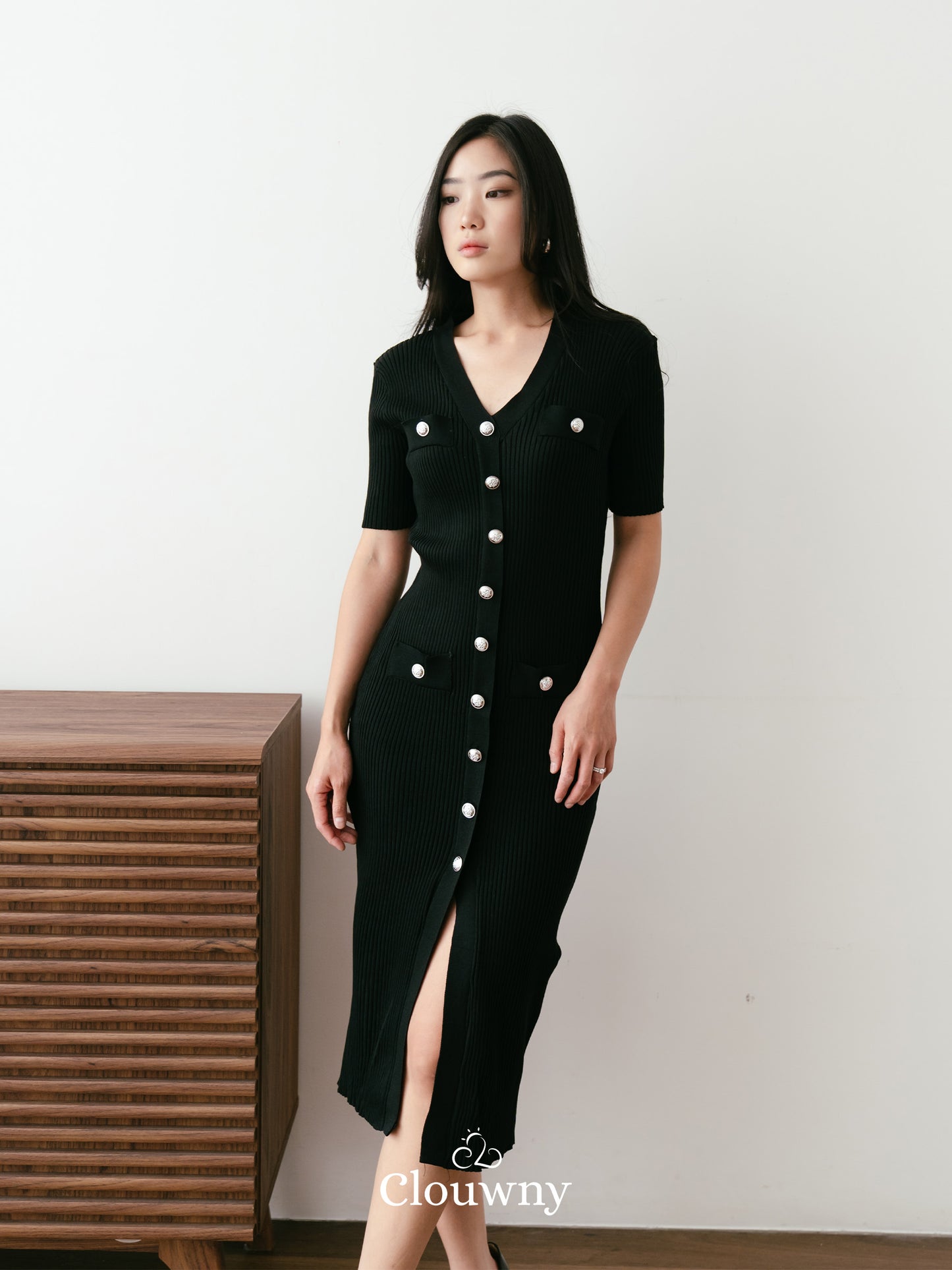 Edmond Button Dress - Black