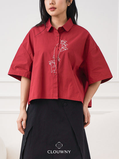 Bridget Cotton Blouse - Maroon