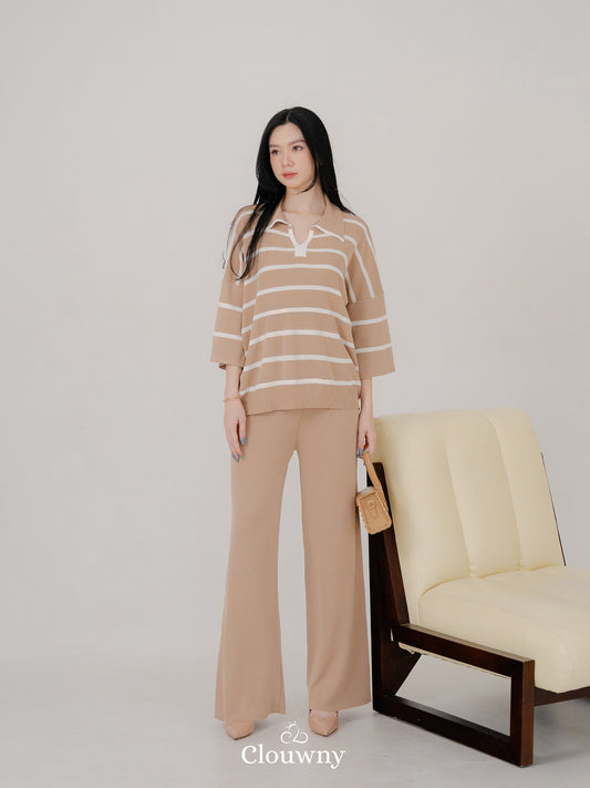 Natasya Stripes Set - Khaki