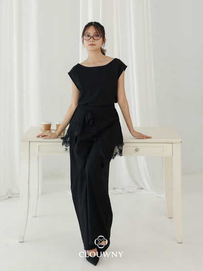 Mercy Lace Cullotes Pants - Black
