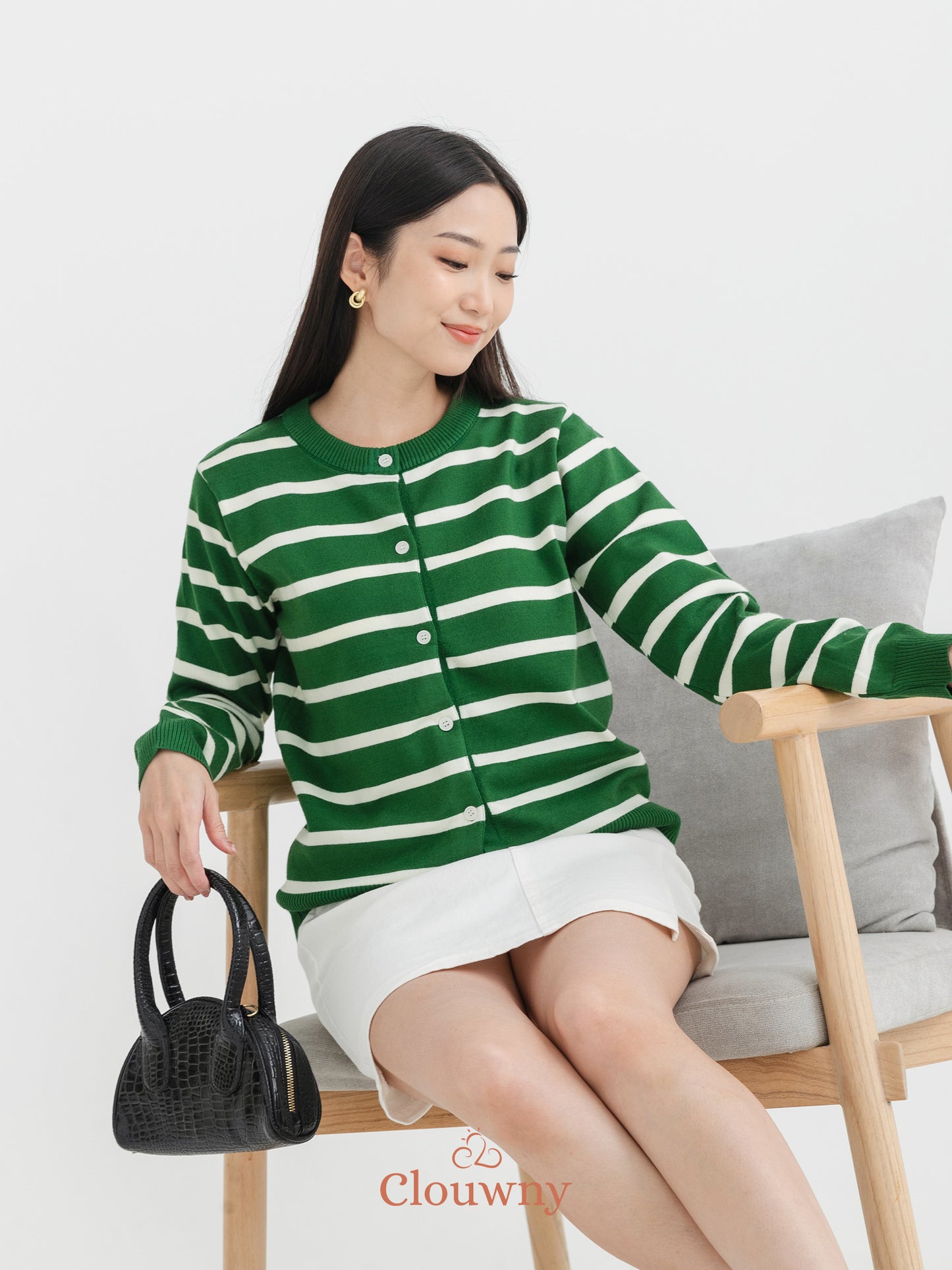 Naomi Stripes Cardigan - Green