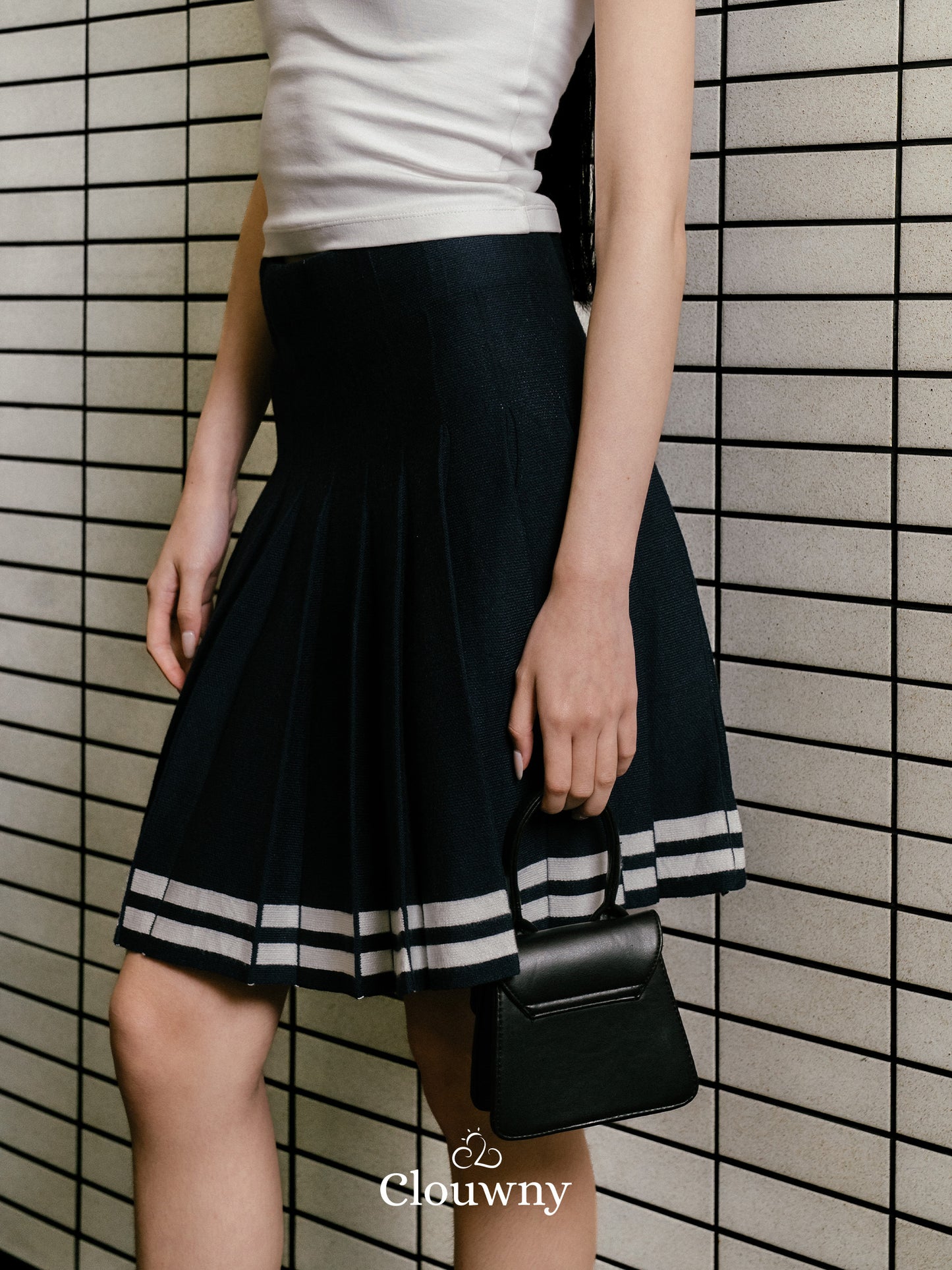 Stripes Tennis Skirt - Navy