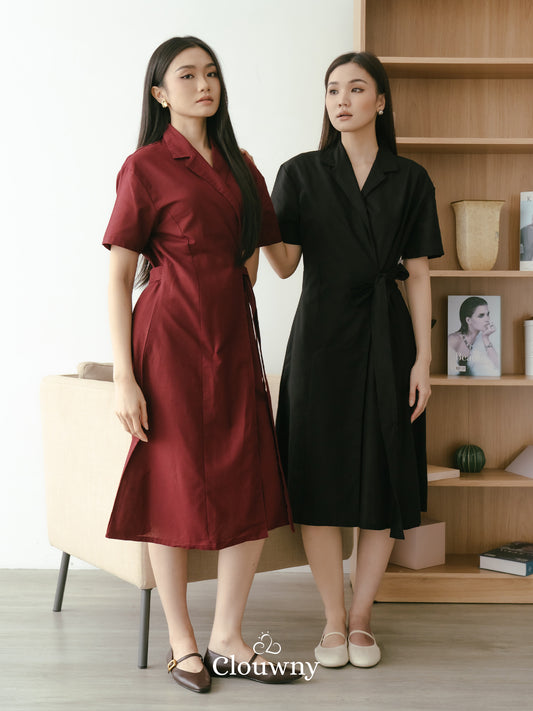 Felora Kimono Belt Dress - Maroon