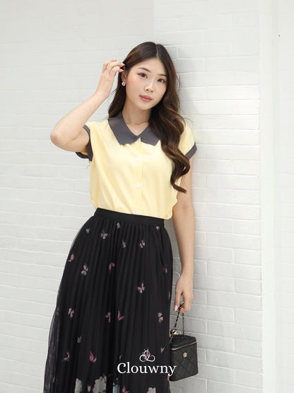 Dava Collar Knit Top - Yellow