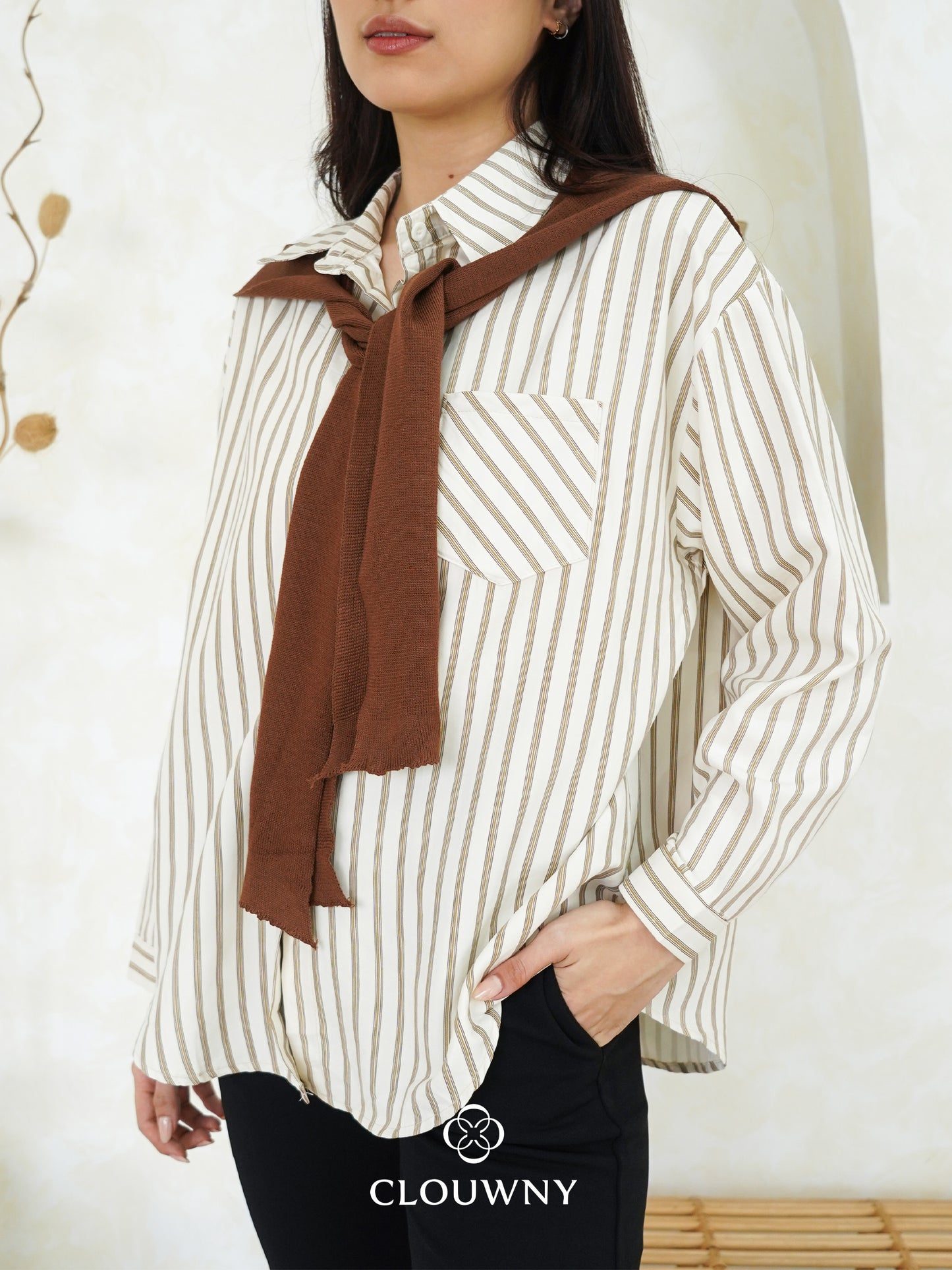 Candela Stripes Scarf - Cream