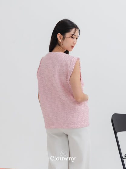 Nada Tweed Vest - Pink