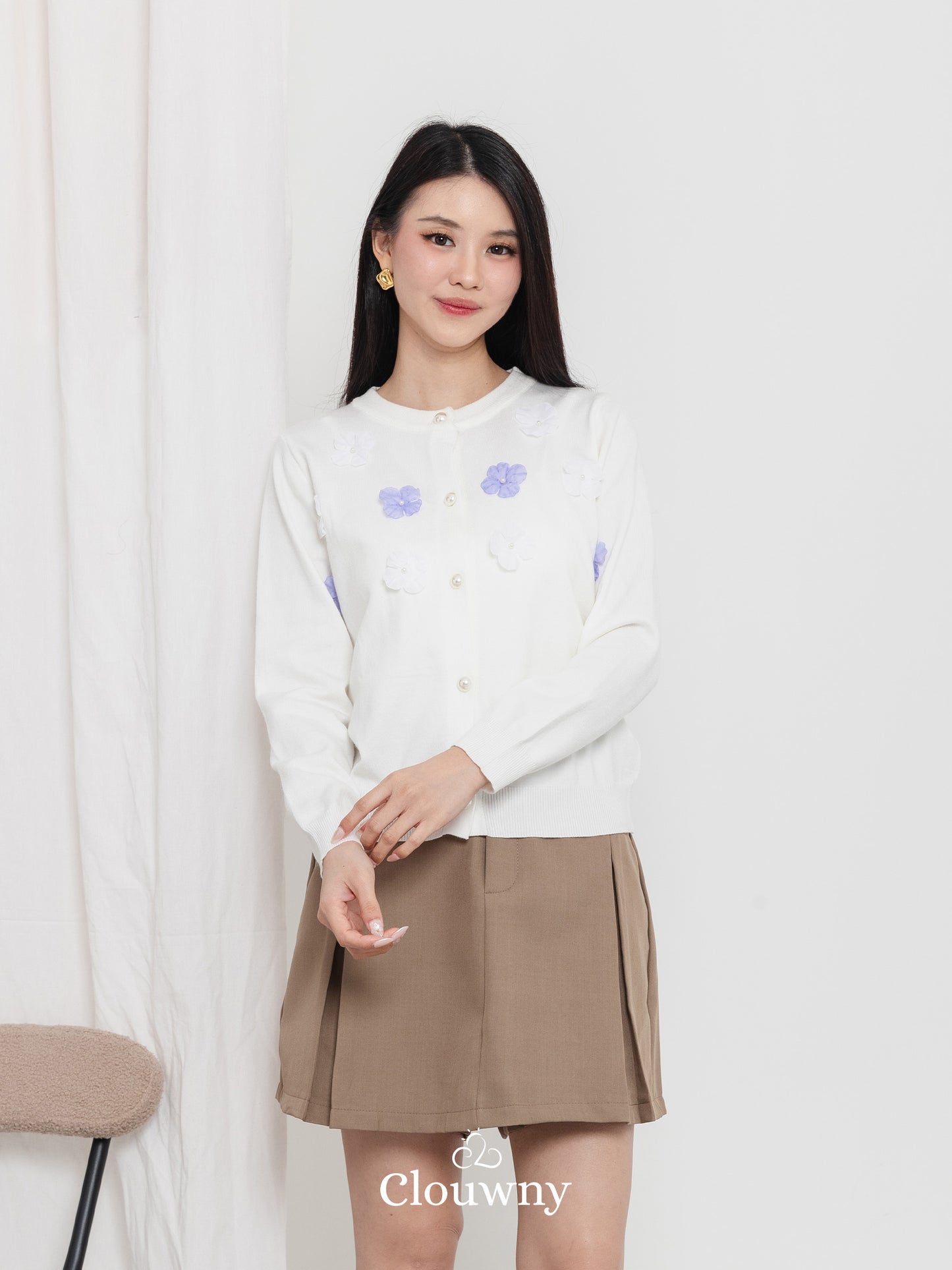 Oxa Button Knit Cardigan - White