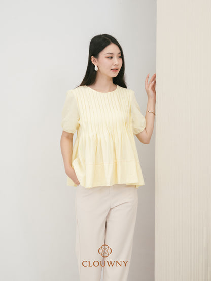 Elysia Pleated Top - Yellow