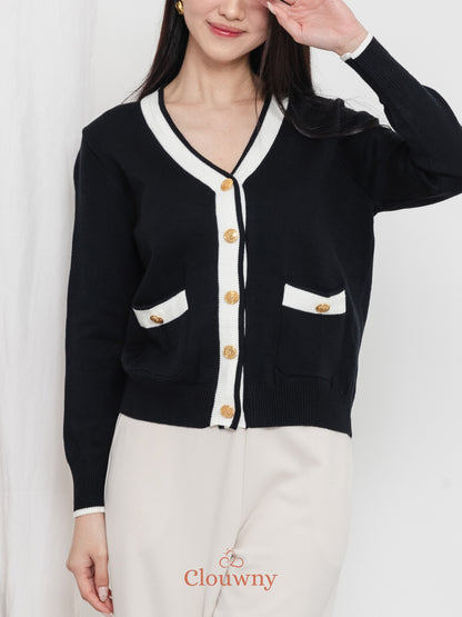 Morza Button Knit Cardigan - Black