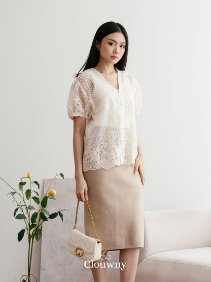 Lotus Lace Blouse - Cream