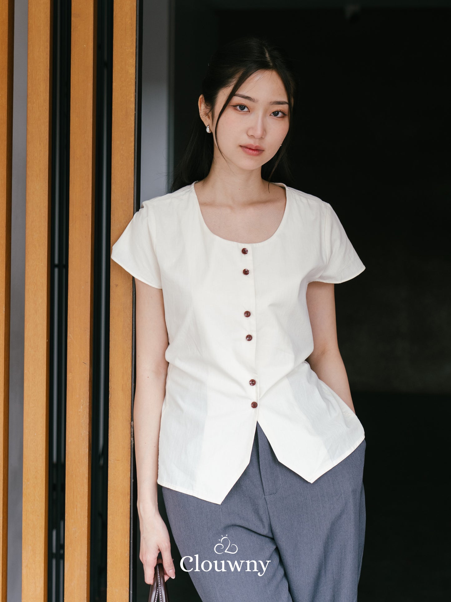 Abey Button Blouse - Cream