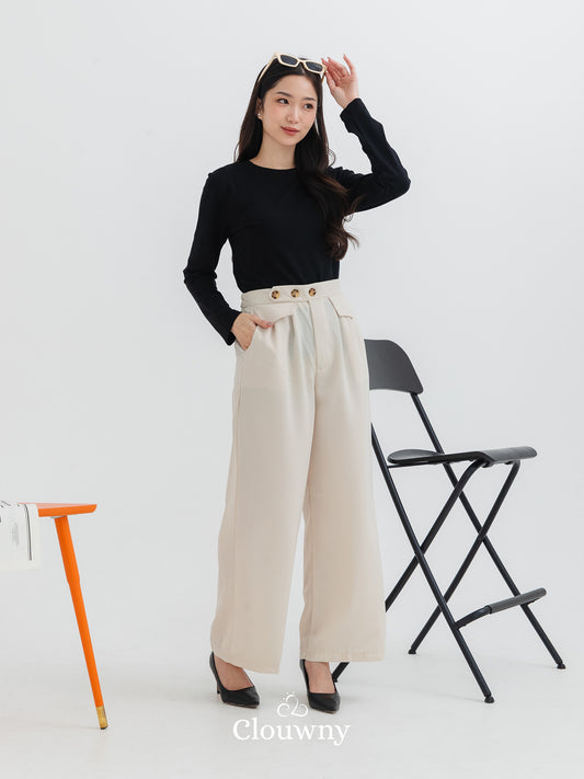 Quin Three Button Pants - Cream