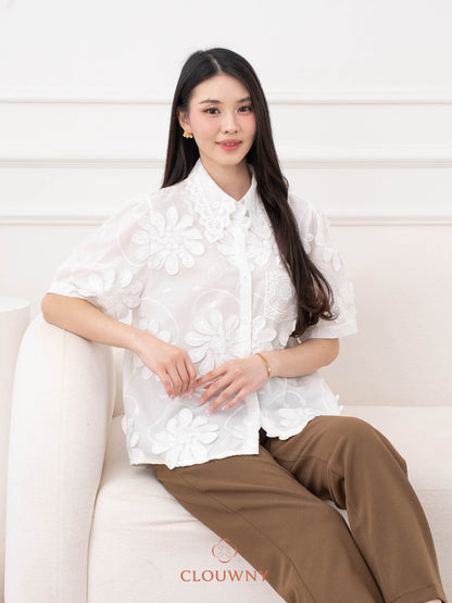 Daren Lace Shirt - White