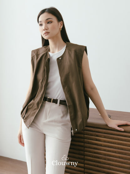 Sander Button Vest - Coffee