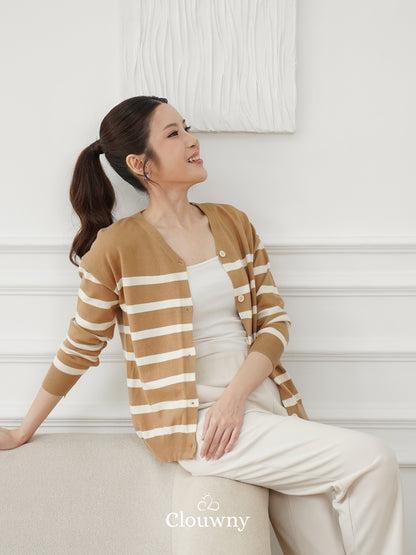 Verena Button Knit Top - Khaki