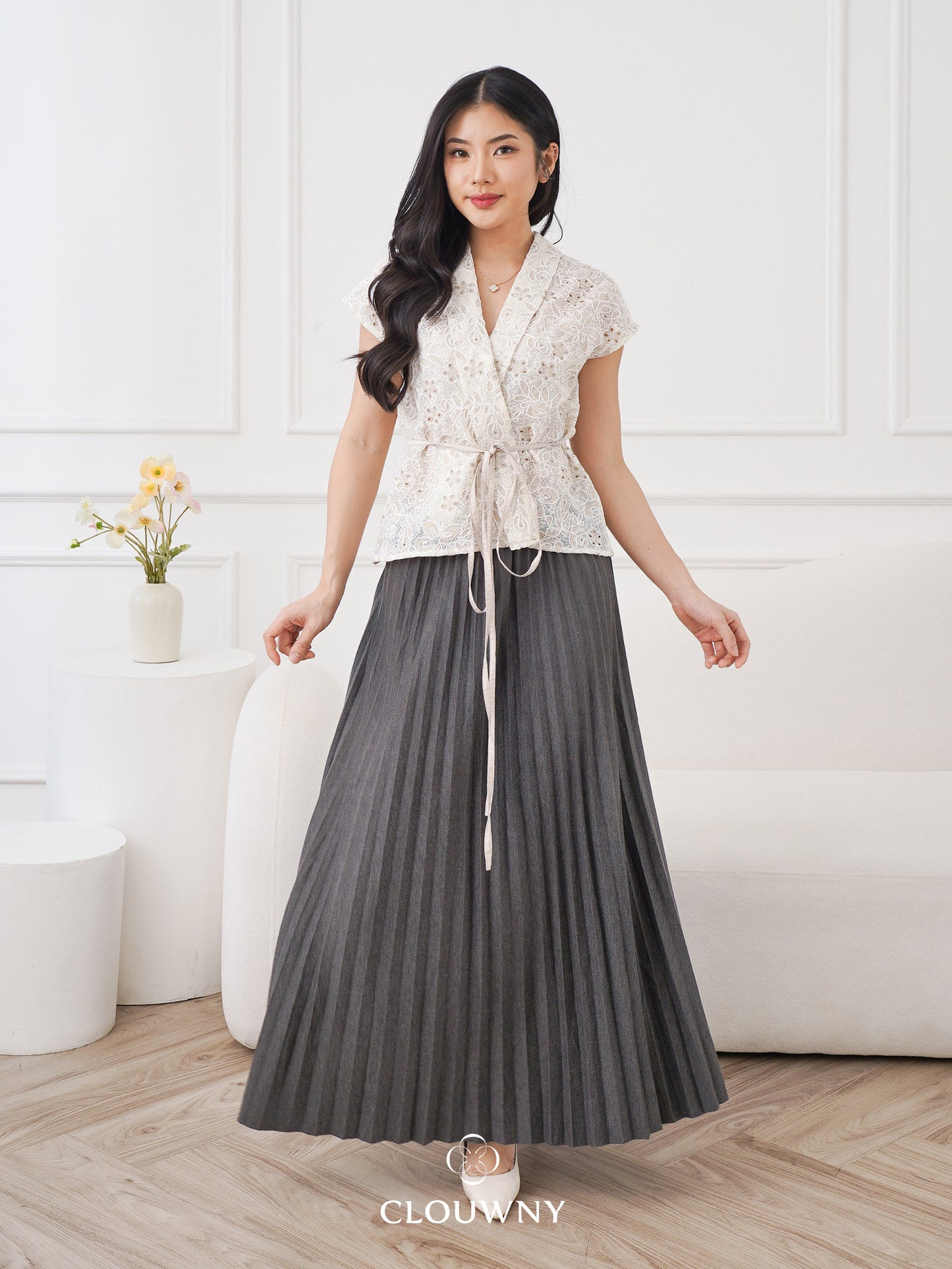 Aretha Pleated Skirt - Grey