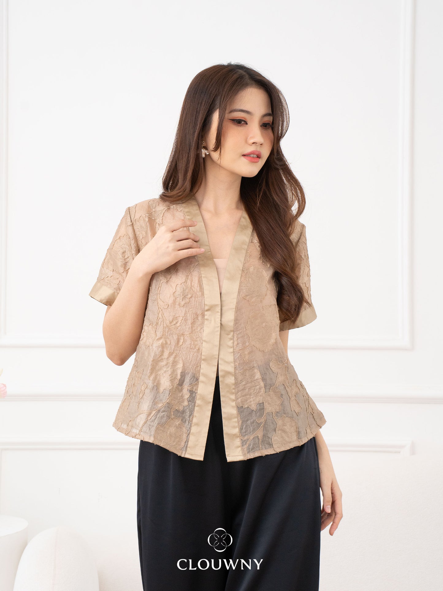 Carisa Embroidery Lace Blouse - Beige