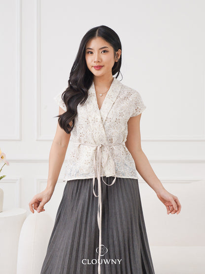 Erin Kimono Embroidery Blouse - Broken White