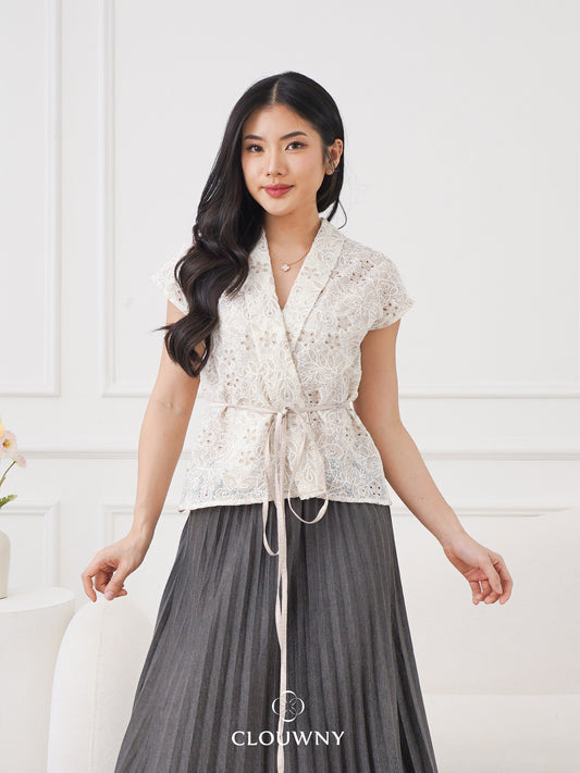 Erin Kimono Embroidery Blouse - Broken White