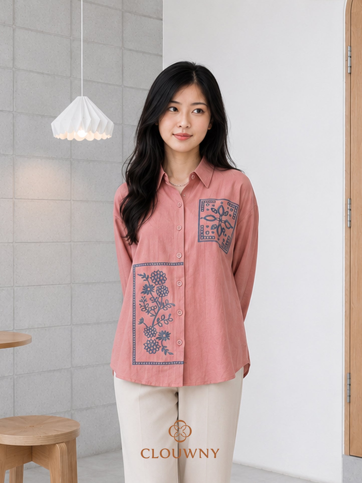 Serata Flower Cotton Longsleeve - Pink