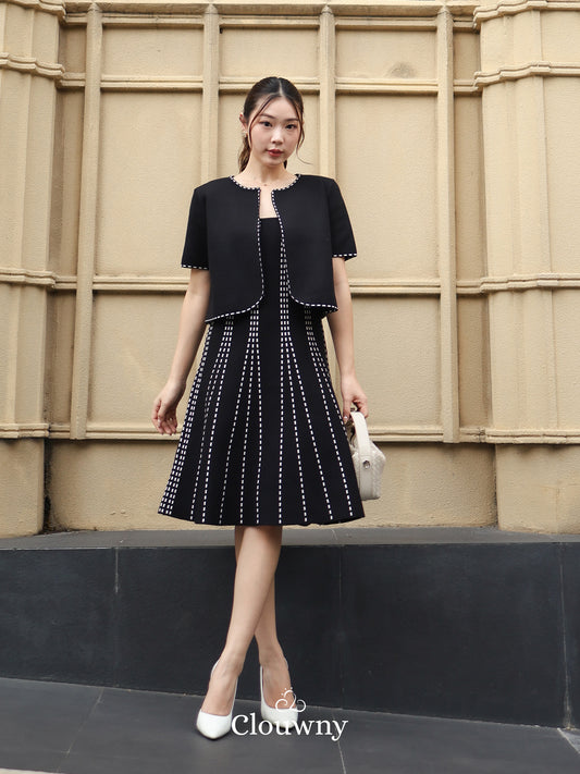 Girona Stitches Knit Set - Black