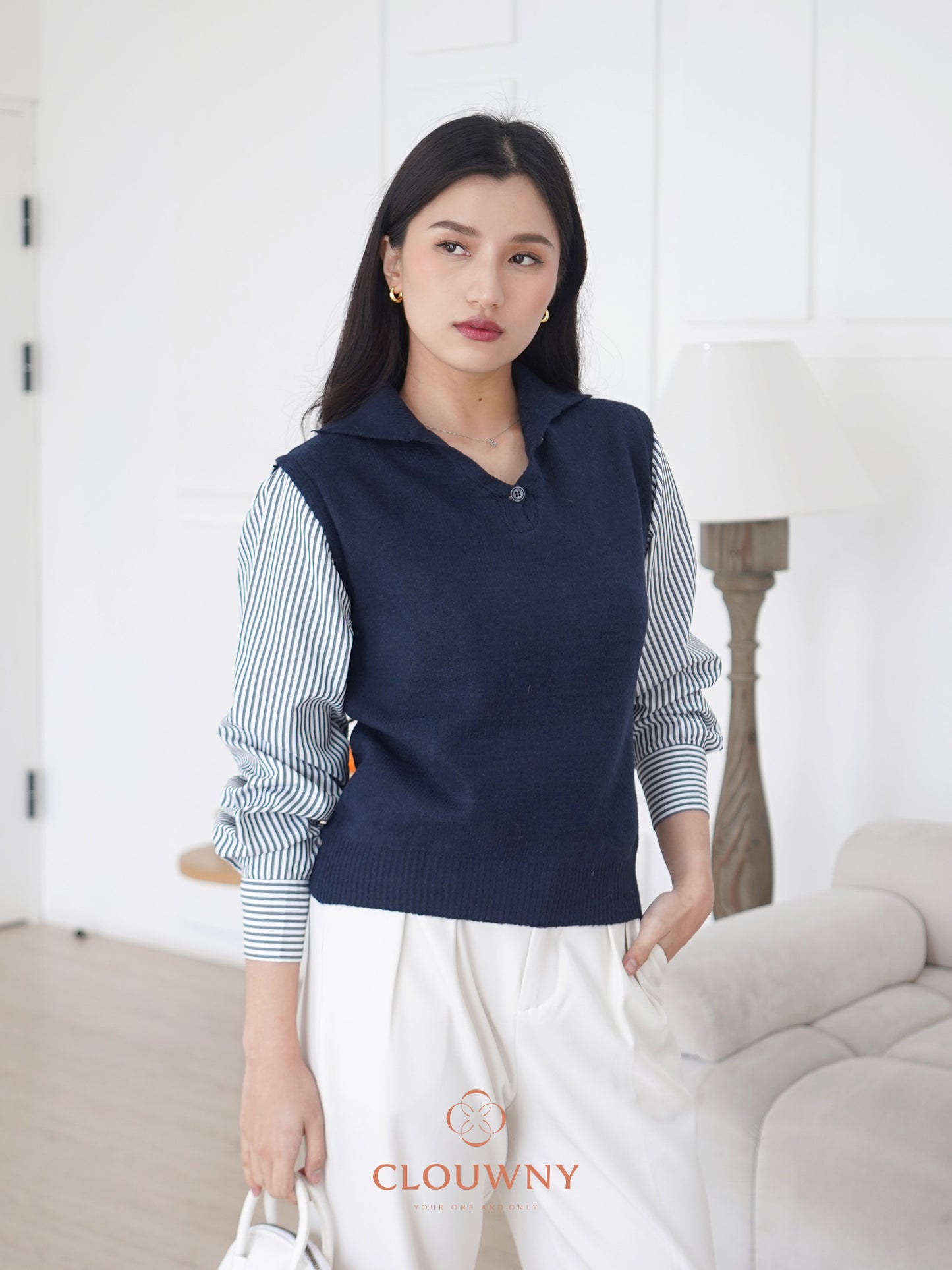 Enji Combi Stripes Top - Navy