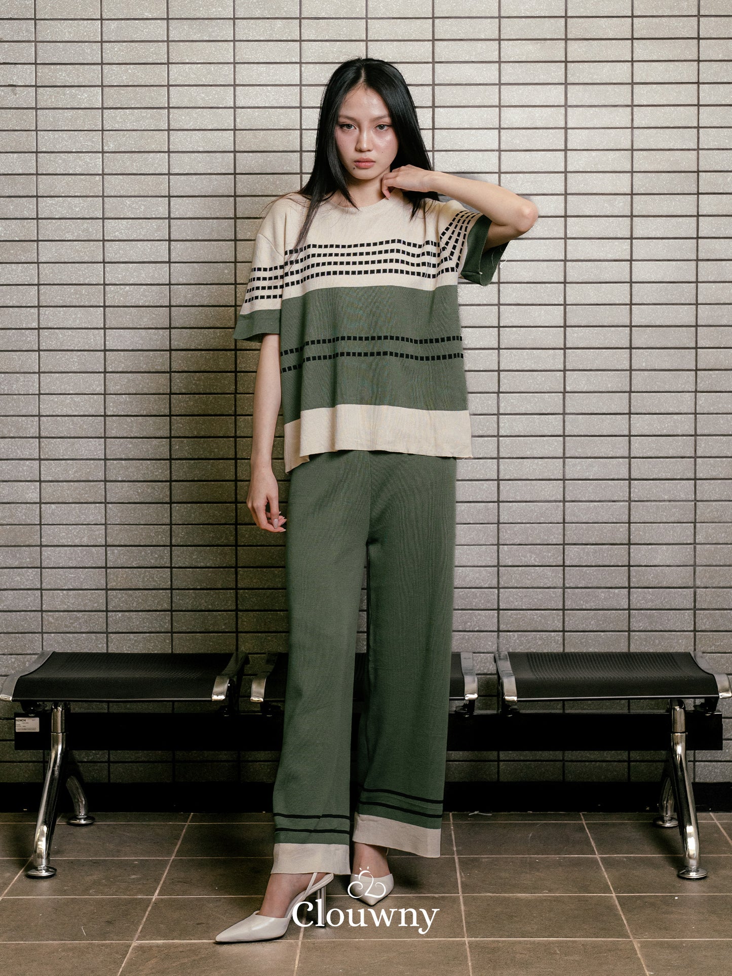Orly Two Tone Knit Set - Green