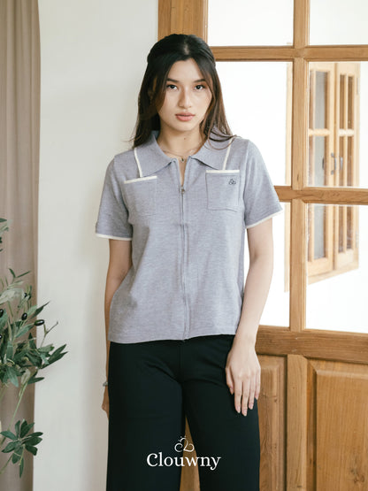 Mesa List Zipper Top - Grey